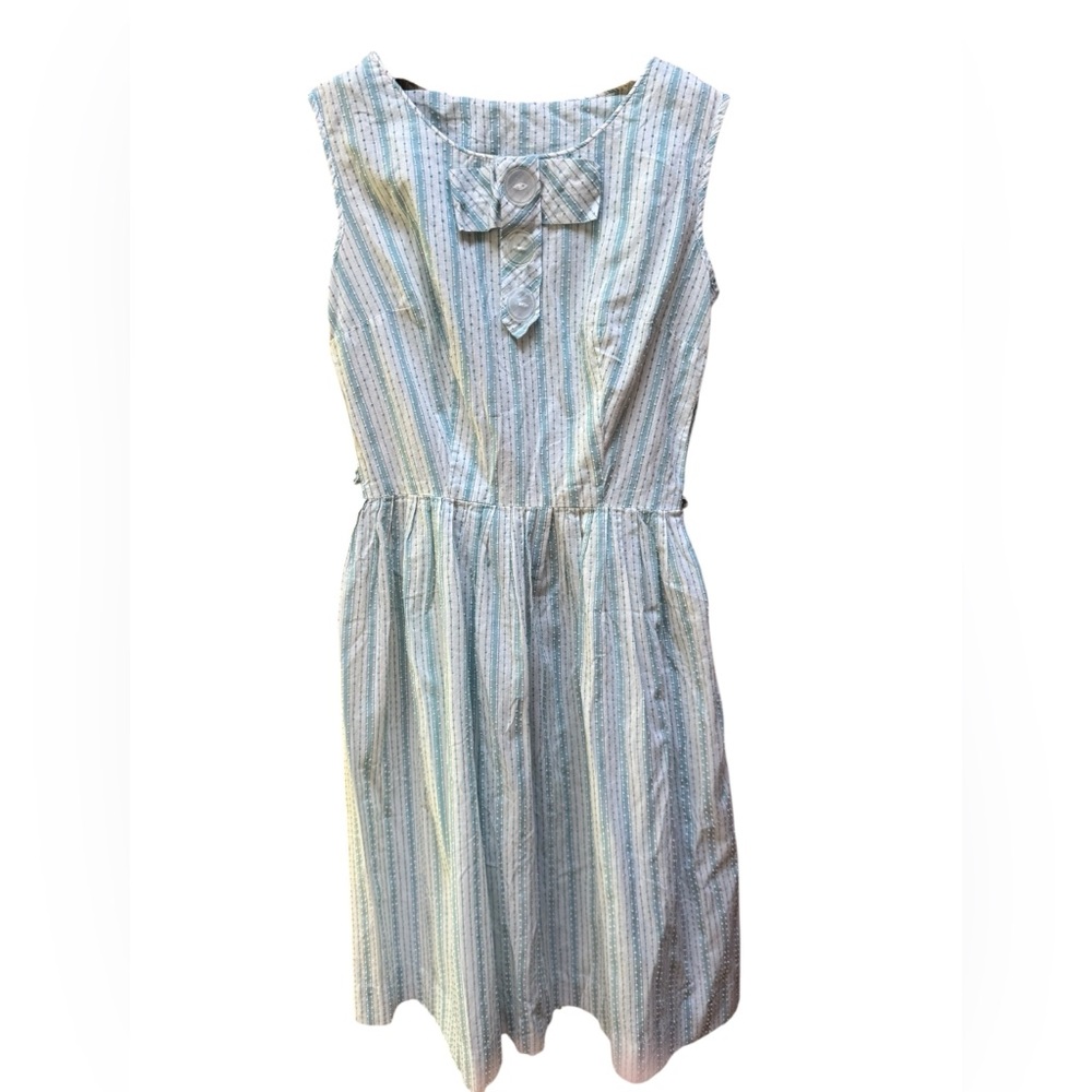 1950s Cotton Swiss Dot Left Metal‎ Side Zip Dress